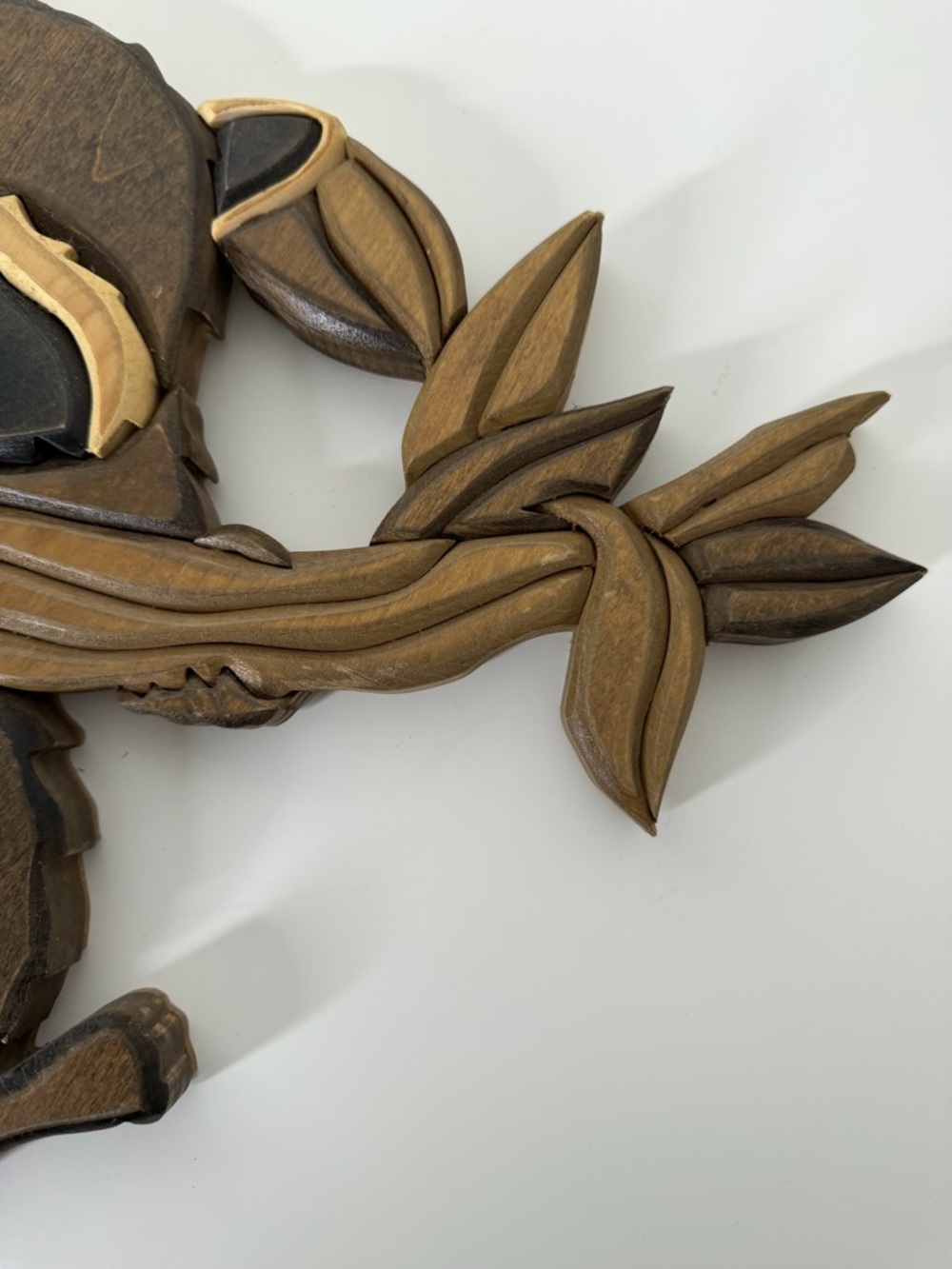 Handcrafted Brown Raccoon Wall Art - Wooden Intarsia - Picture 5 of 10